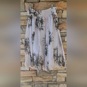 Floral Print Women's Romantic Resort  Boho Flowy Skirt Size Large